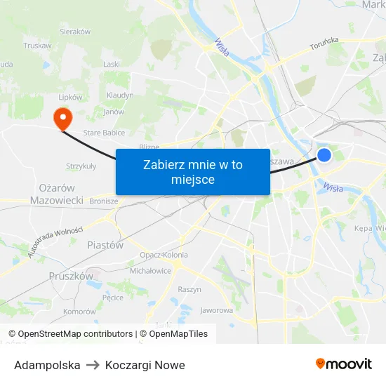 Adampolska to Koczargi Nowe map