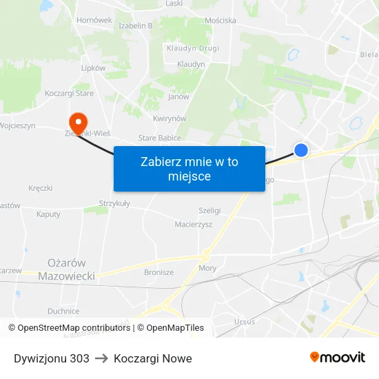 Dywizjonu 303 to Koczargi Nowe map