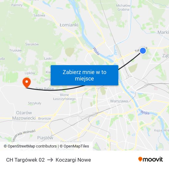 CH Targówek to Koczargi Nowe map