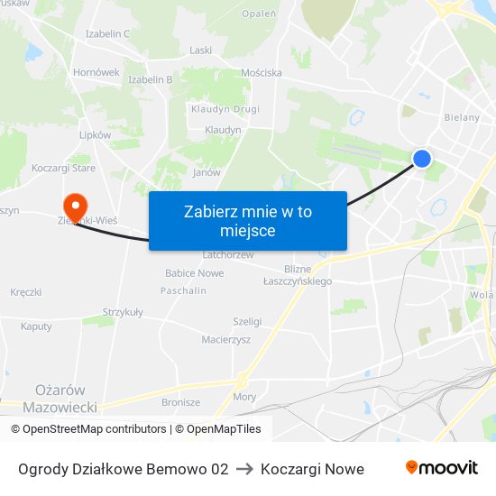 Ogrody Działkowe Bemowo 02 to Koczargi Nowe map