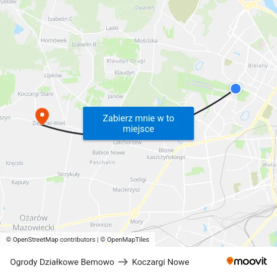 Ogrody Działkowe Bemowo to Koczargi Nowe map