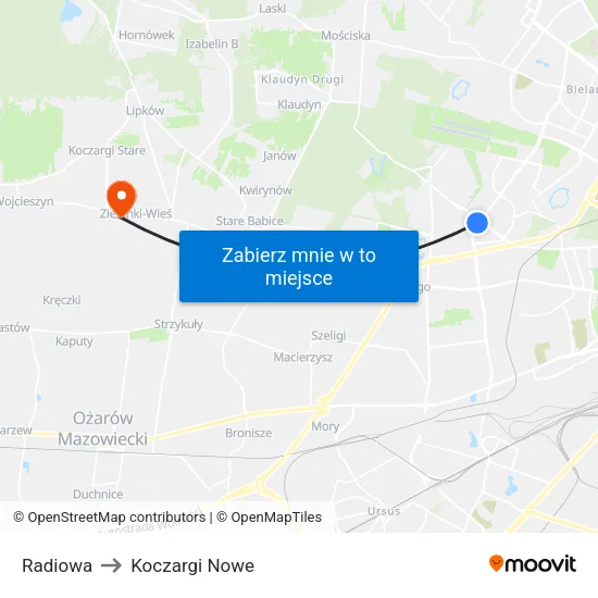 Radiowa to Koczargi Nowe map