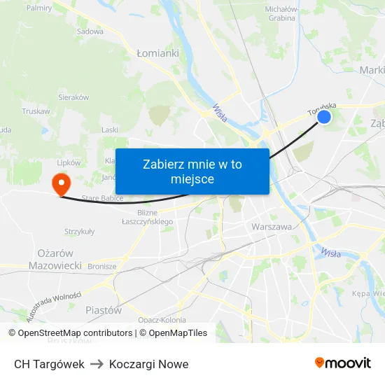 CH Targówek to Koczargi Nowe map