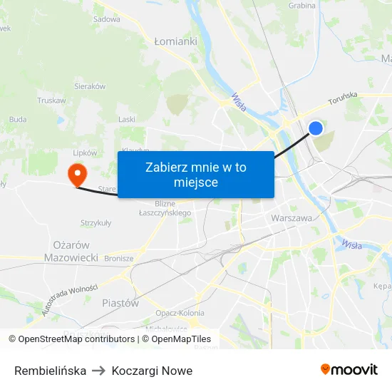 Rembielińska to Koczargi Nowe map