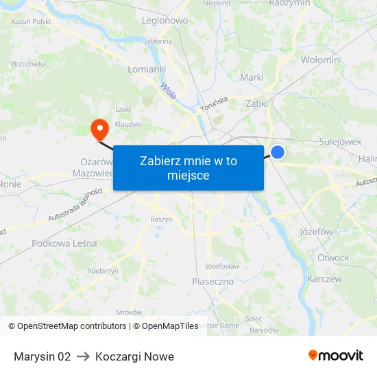 Marysin to Koczargi Nowe map