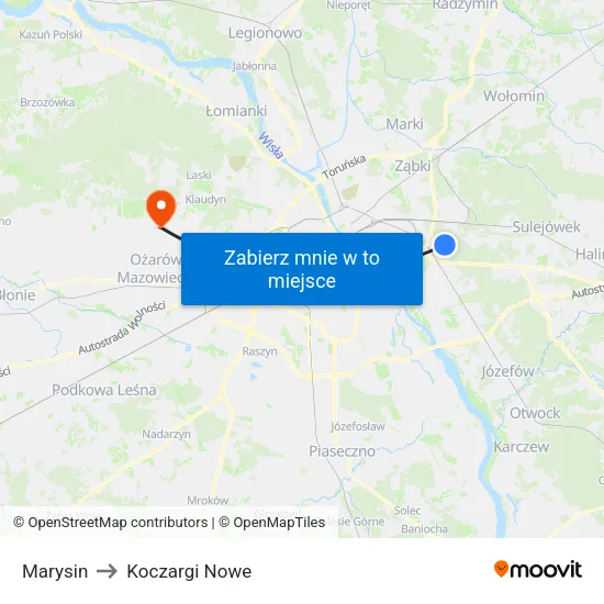 Marysin to Koczargi Nowe map