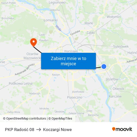 PKP Radość 08 to Koczargi Nowe map