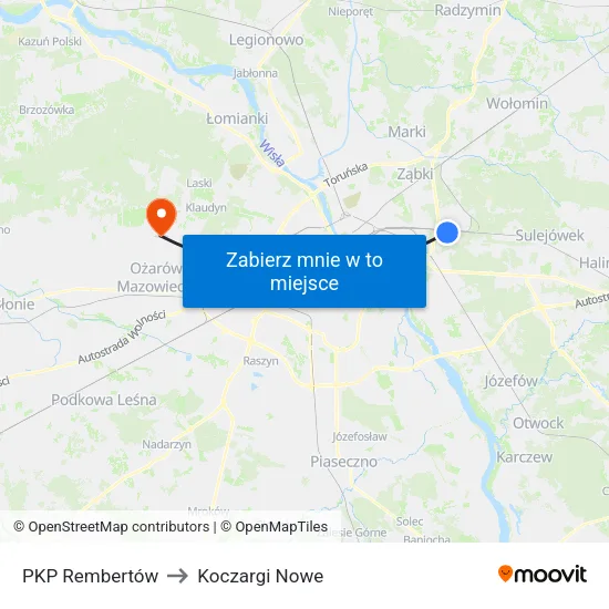 PKP Rembertów to Koczargi Nowe map