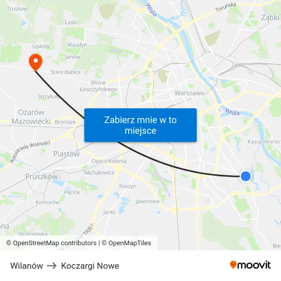 Wilanów to Koczargi Nowe map