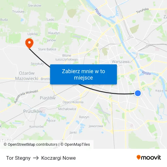 Tor Stegny to Koczargi Nowe map