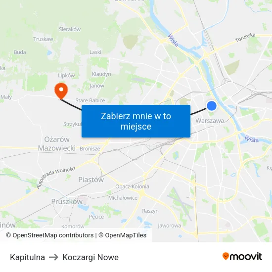 Kapitulna to Koczargi Nowe map
