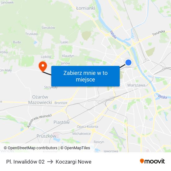 Pl. Inwalidów 02 to Koczargi Nowe map