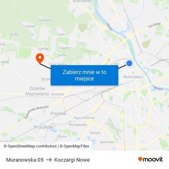 Muranowska 05 to Koczargi Nowe map