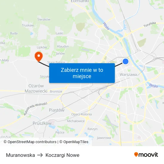 Muranowska to Koczargi Nowe map