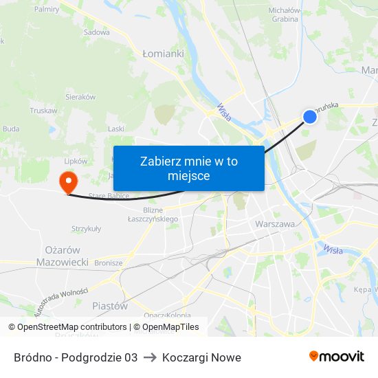 Bródno - Podgrodzie 03 to Koczargi Nowe map