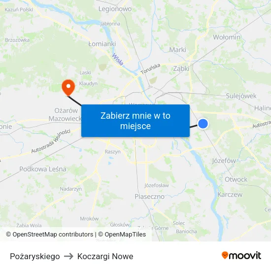 Pożaryskiego to Koczargi Nowe map
