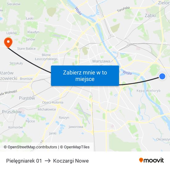 Pielęgniarek to Koczargi Nowe map