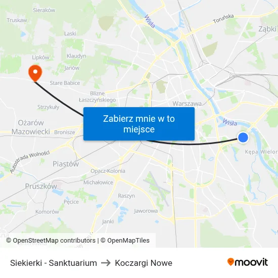 Siekierki - Sanktuarium to Koczargi Nowe map