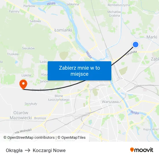 Okrągła to Koczargi Nowe map