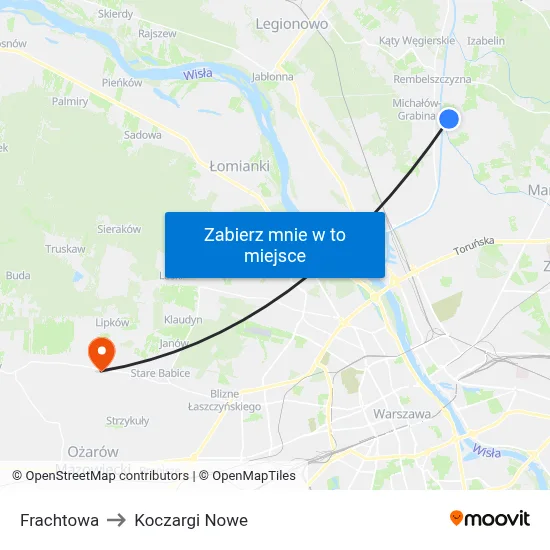 Frachtowa to Koczargi Nowe map