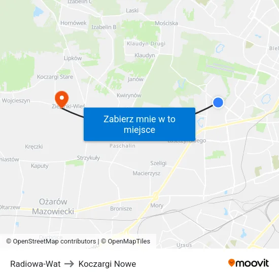 Radiowa - WAT to Koczargi Nowe map