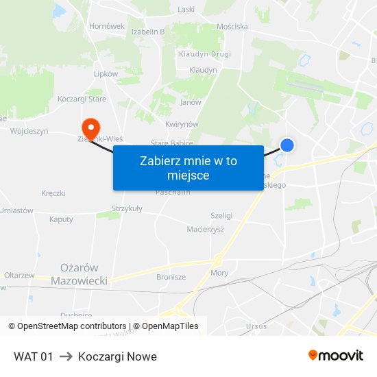 WAT 01 to Koczargi Nowe map