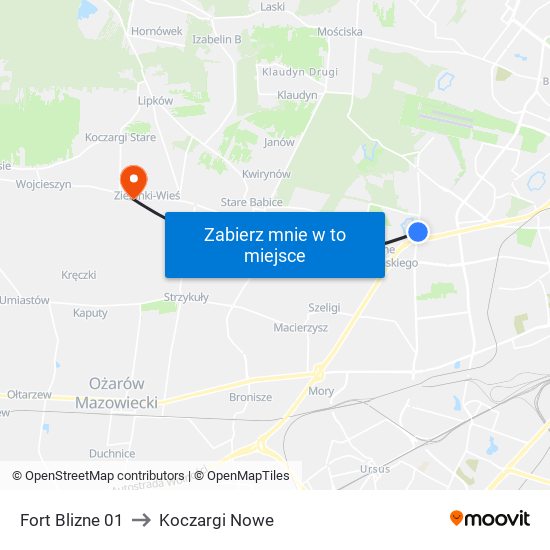 Fort Blizne 01 to Koczargi Nowe map