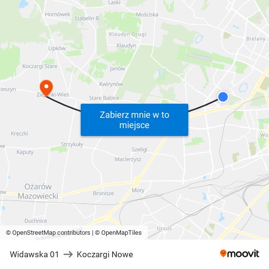 Widawska 01 to Koczargi Nowe map