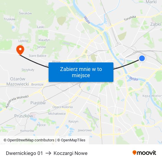 Dwernickiego 01 to Koczargi Nowe map