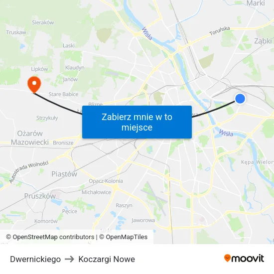 Dwernickiego to Koczargi Nowe map