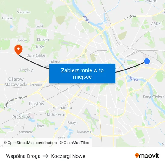 Wspólna Droga to Koczargi Nowe map