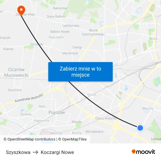 Szyszkowa to Koczargi Nowe map