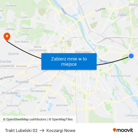 Trakt Lubelski 02 to Koczargi Nowe map