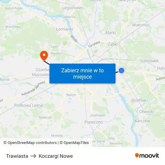Trawiasta to Koczargi Nowe map