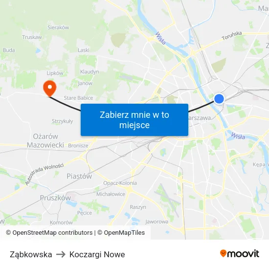 Ząbkowska to Koczargi Nowe map