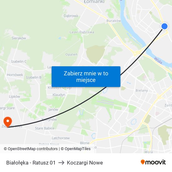 Białołęka - Ratusz 01 to Koczargi Nowe map