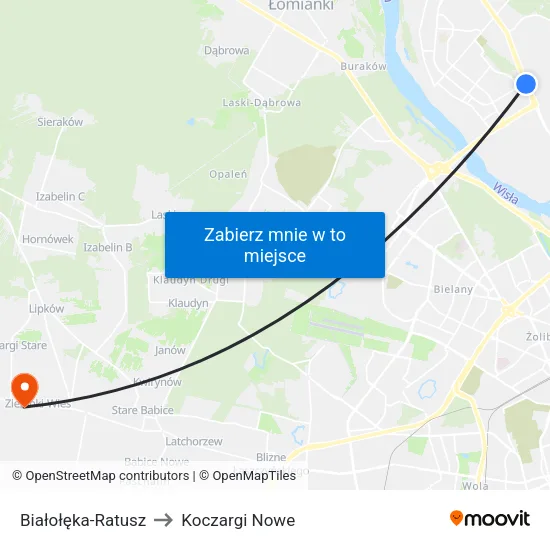 Białołęka - Ratusz to Koczargi Nowe map