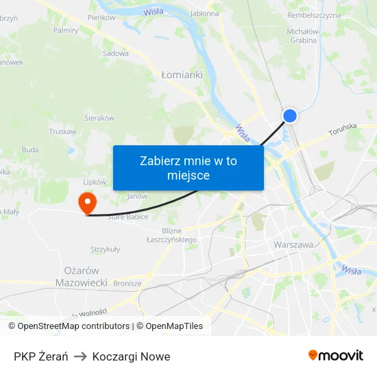 PKP Żerań to Koczargi Nowe map