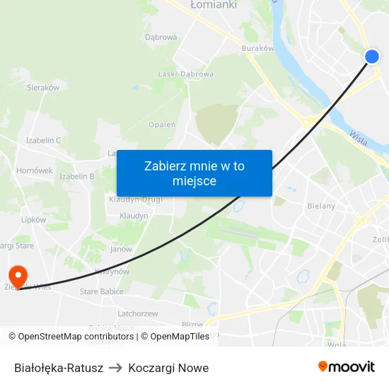 Białołęka - Ratusz to Koczargi Nowe map