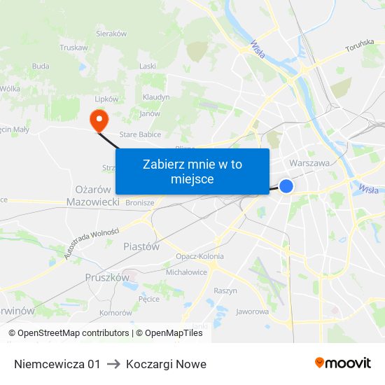 Niemcewicza 01 to Koczargi Nowe map