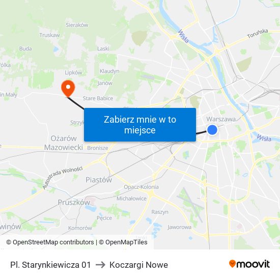 Pl. Starynkiewicza 01 to Koczargi Nowe map