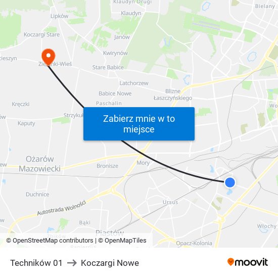 Techników 01 to Koczargi Nowe map