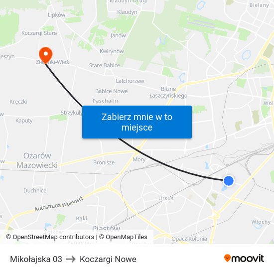 Mikołajska 03 to Koczargi Nowe map