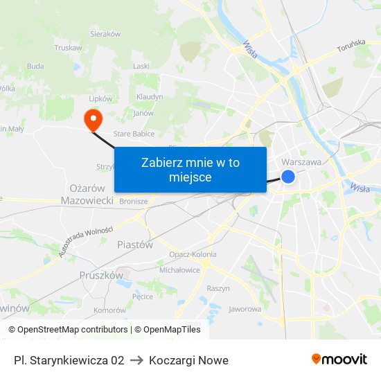 Pl. Starynkiewicza 02 to Koczargi Nowe map