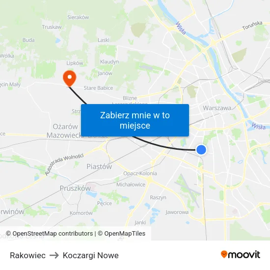 Rakowiec to Koczargi Nowe map