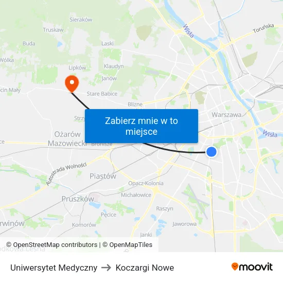 Uniwersytet Medyczny to Koczargi Nowe map