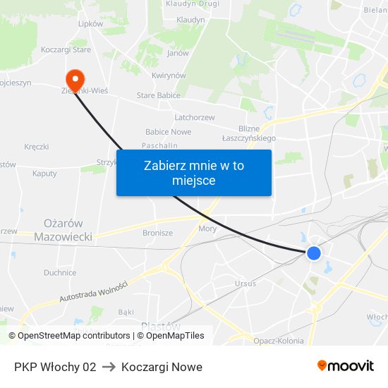 PKP Włochy 02 to Koczargi Nowe map