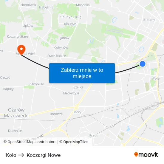 Koło to Koczargi Nowe map