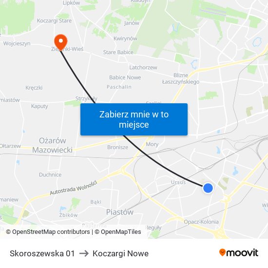 Skoroszewska 01 to Koczargi Nowe map