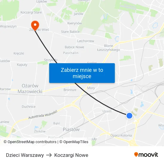 Dzieci Warszawy to Koczargi Nowe map